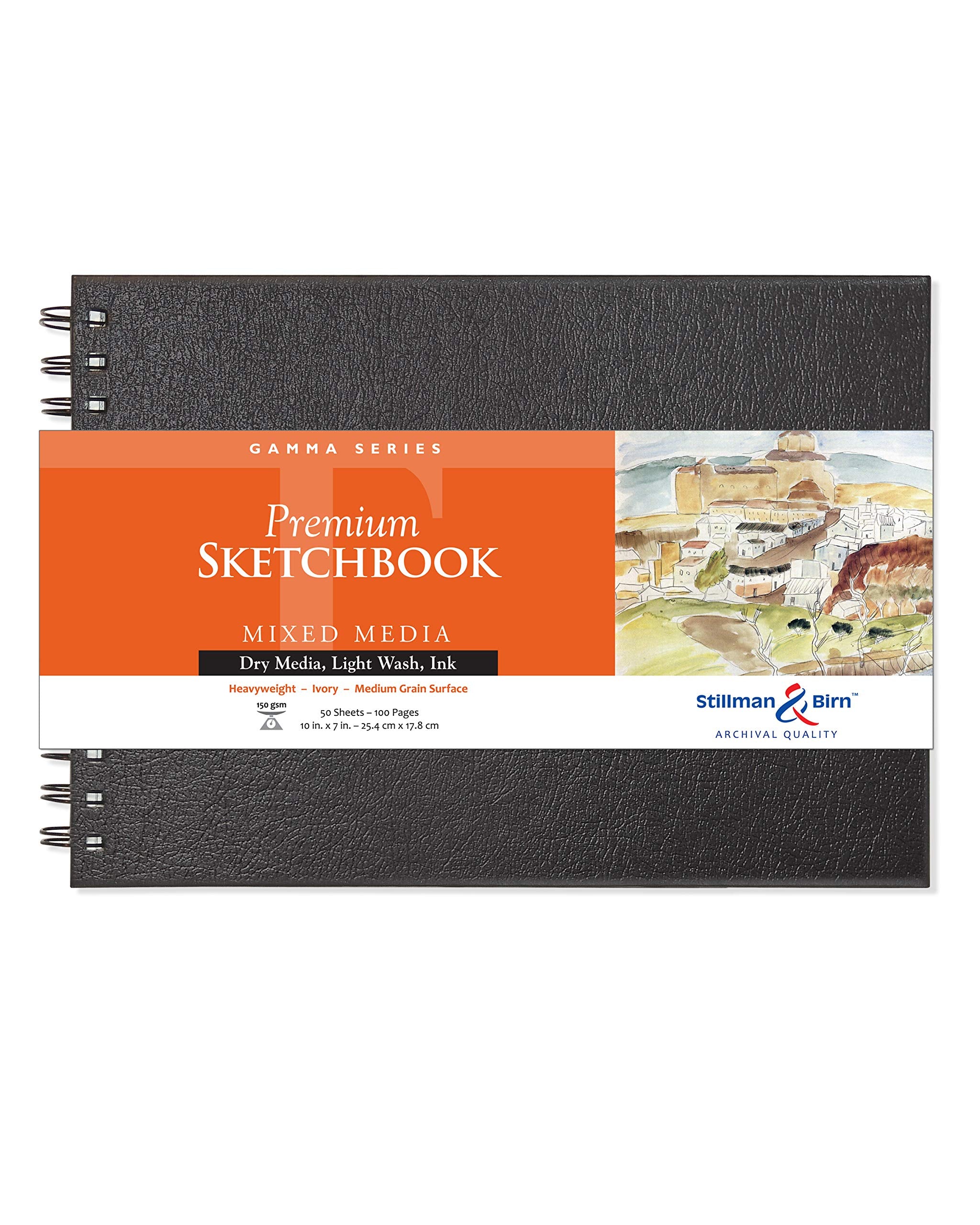 Serie Gamma de Stillman & Birn: cuaderno de bocetos encuadernado con alambre, formato horizontal, 10 x 7, papel marfil de 150 g/m²