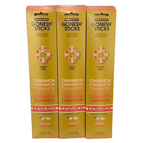 Bâtonnets d'encens Gonesh Collection Extra Riche : Cannelle Paquet de 12 (20 bâtons/paquet)