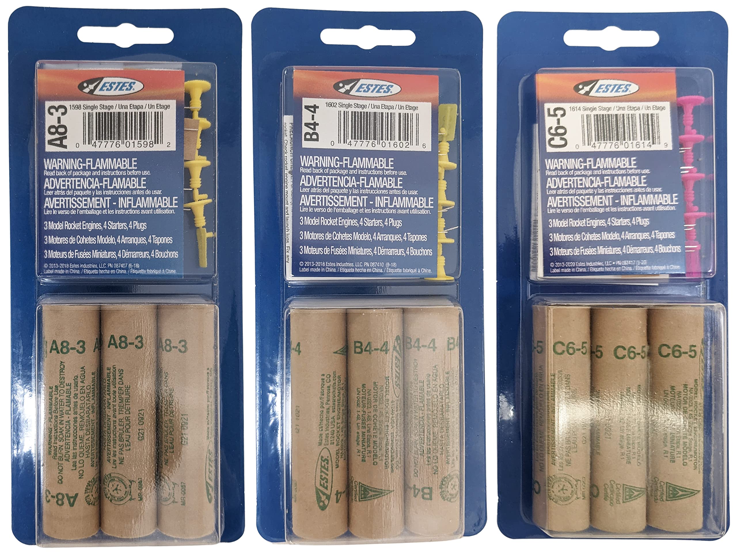 Estes A8-3, B4-4 & C6-5 Model Rocket Engines Bulk Pack, 9 Total Engines