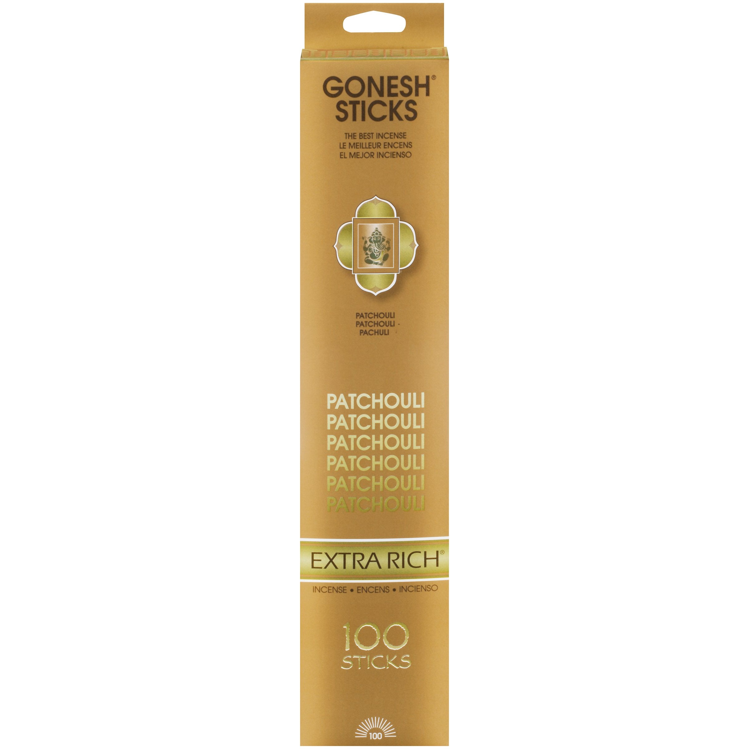 Gonesh Incienso Pachuli Extra Rico 100 Varillas