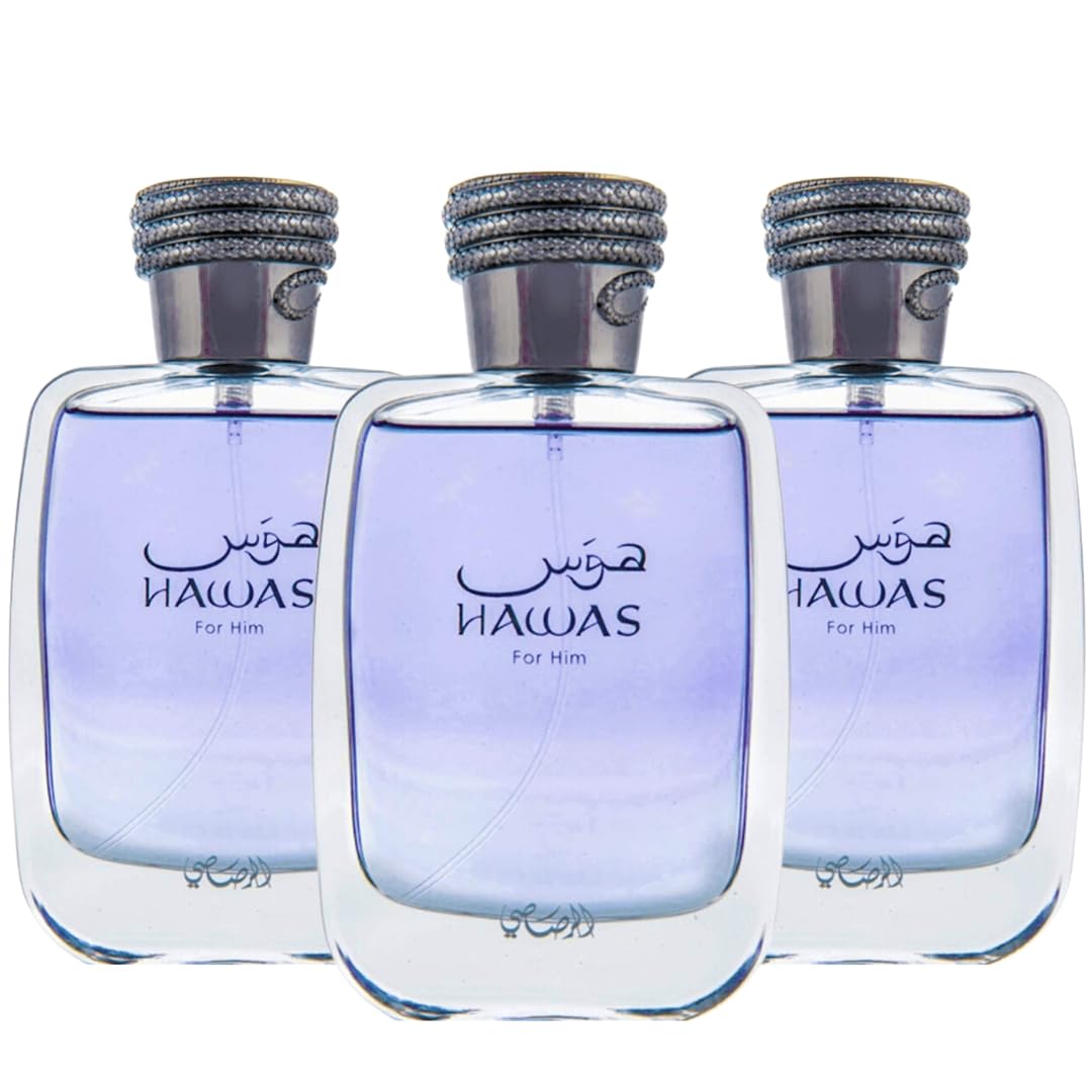 RASASI Hawas For Him EDP Spray 100ML (3.4 OZ) Long Lasting and Luxurious Scents for Men. (PACK OF 3)