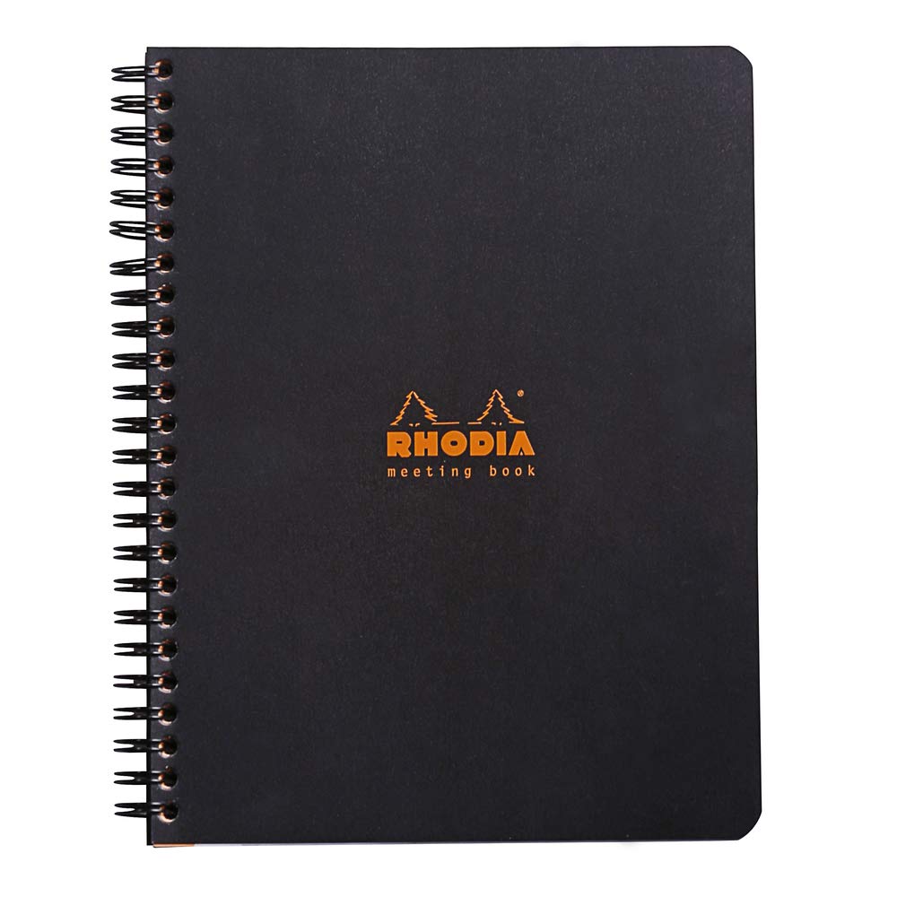 Cuaderno de reuniones Rhodia, papel de 80 g, rayado, 80 hojas, 6 1/2 x 8 1/4, tapa negra