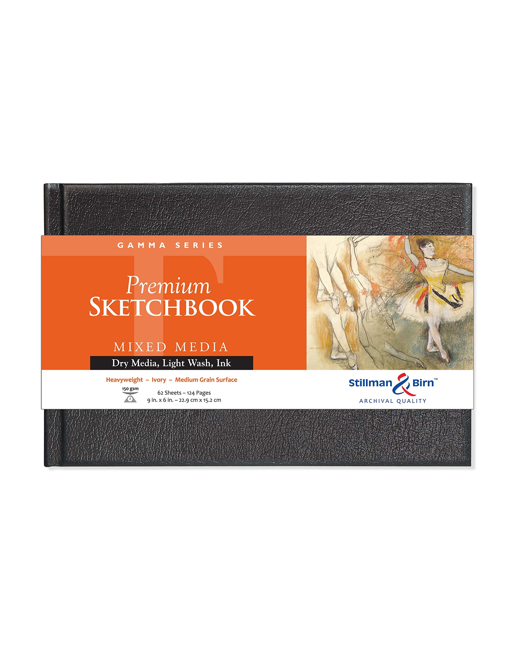 Serie Gamma de Stillman & Birn: cuaderno de bocetos de tapa dura, formato horizontal, 9 x 6, papel marfil de 150 g/m²