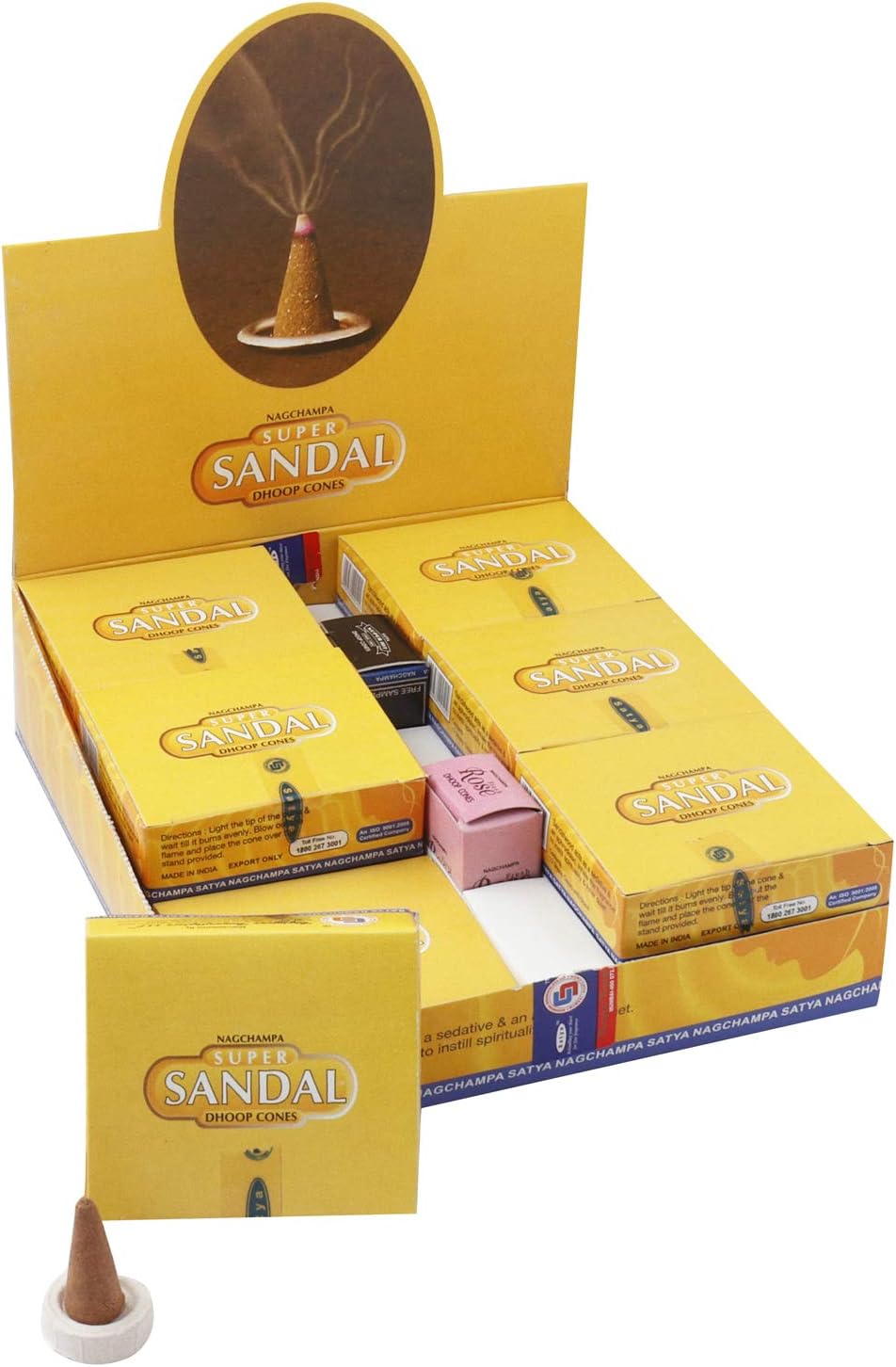 Cônes de bois de santal Satya Sandal, boîte de 144 cônes