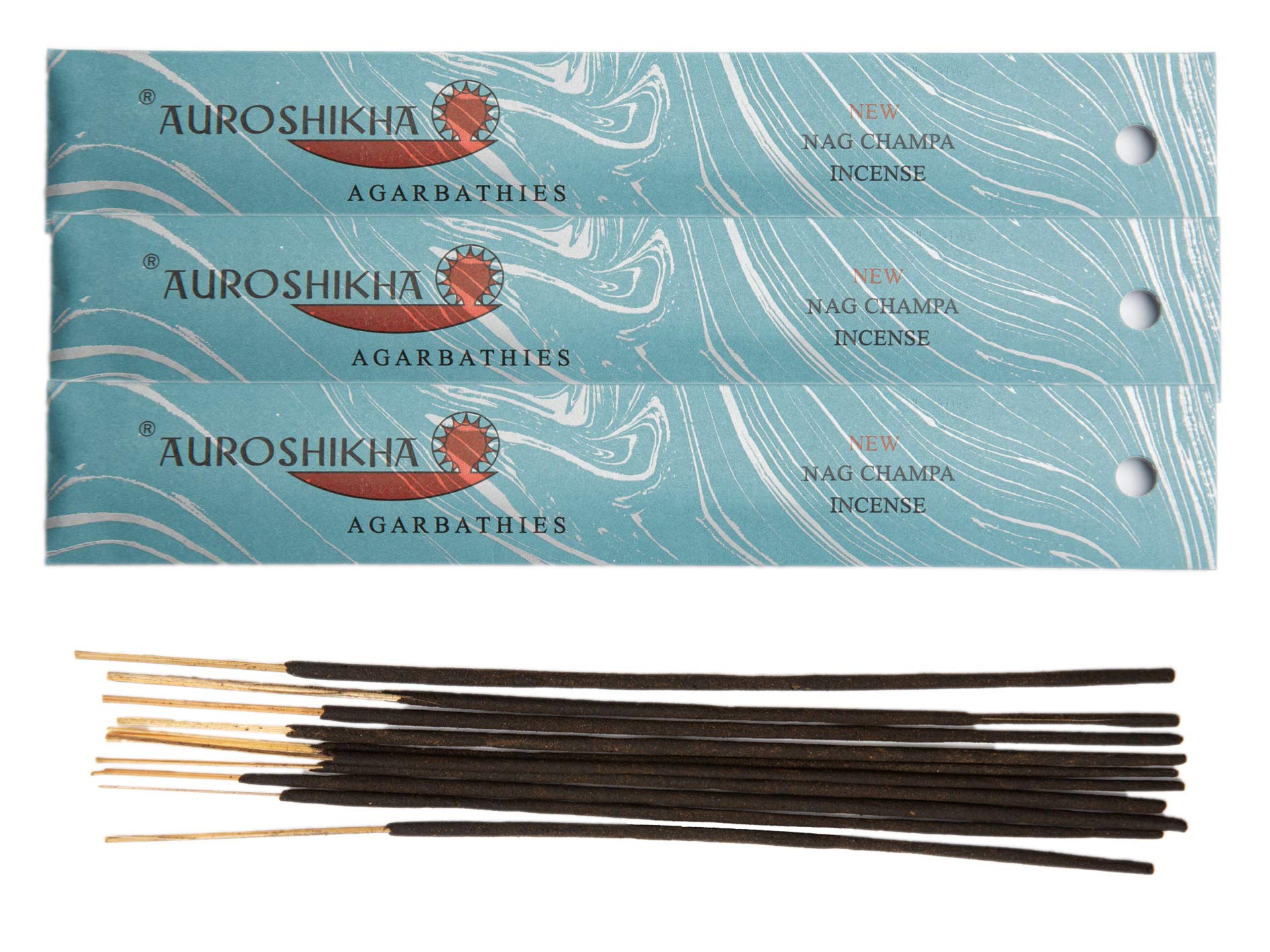 (Paquete de 3) Incienso Auroshikha Nag Champa 10 varillas