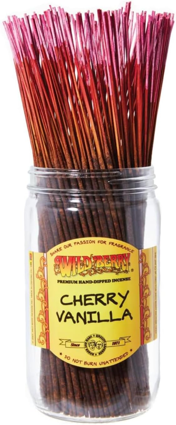Wild Berry Cherry Incense Sticks, 100 Count Hand-Dipped Aromatic Incense