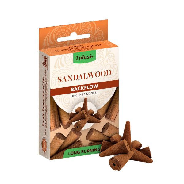 Tulasi Backflow Incense Cones, Sandalwood - 10 Count Pack