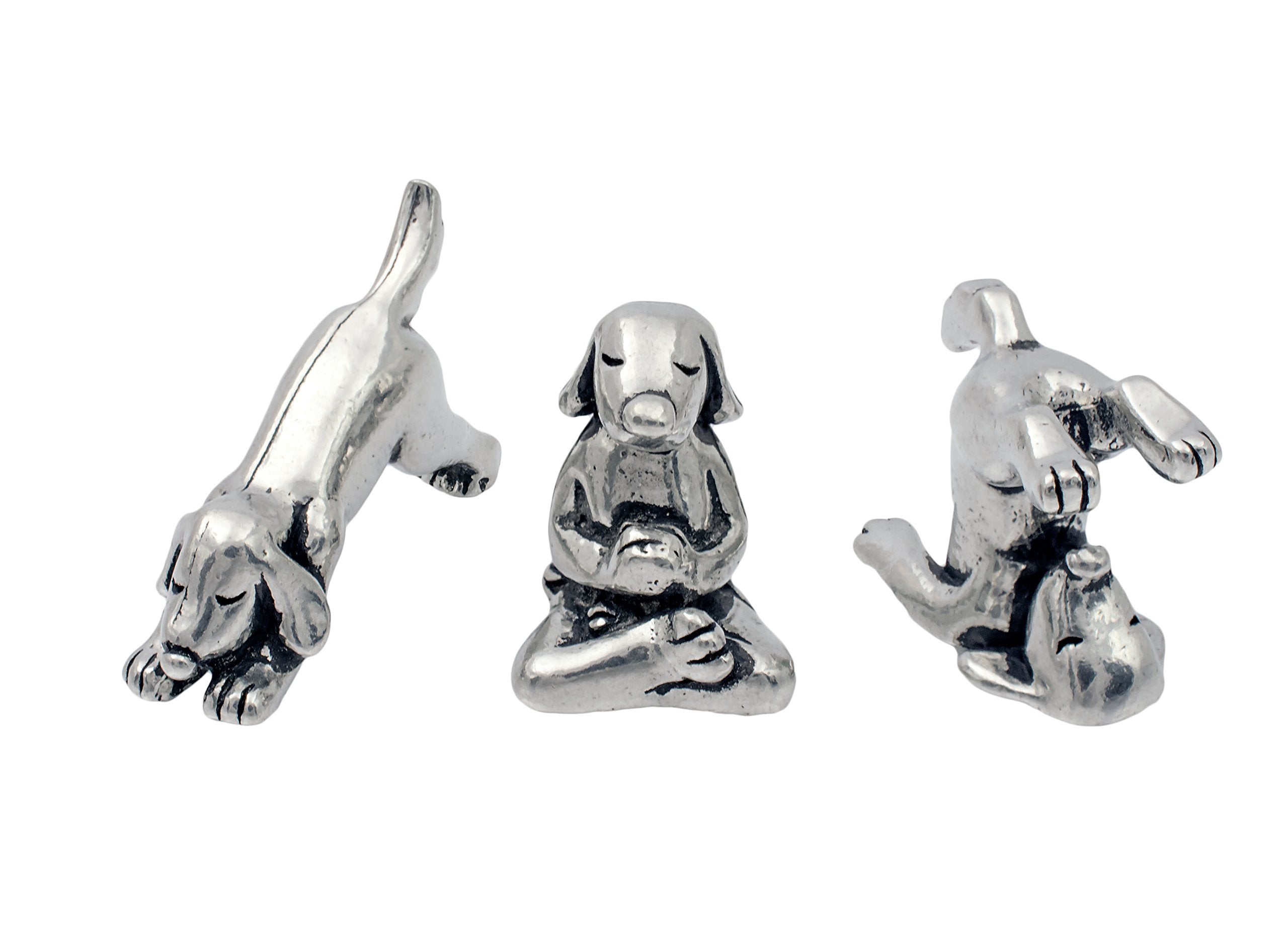 Juego de figuritas de perro de yoga Basic Spirit (peltre), juego de 3 piezas en miniatura