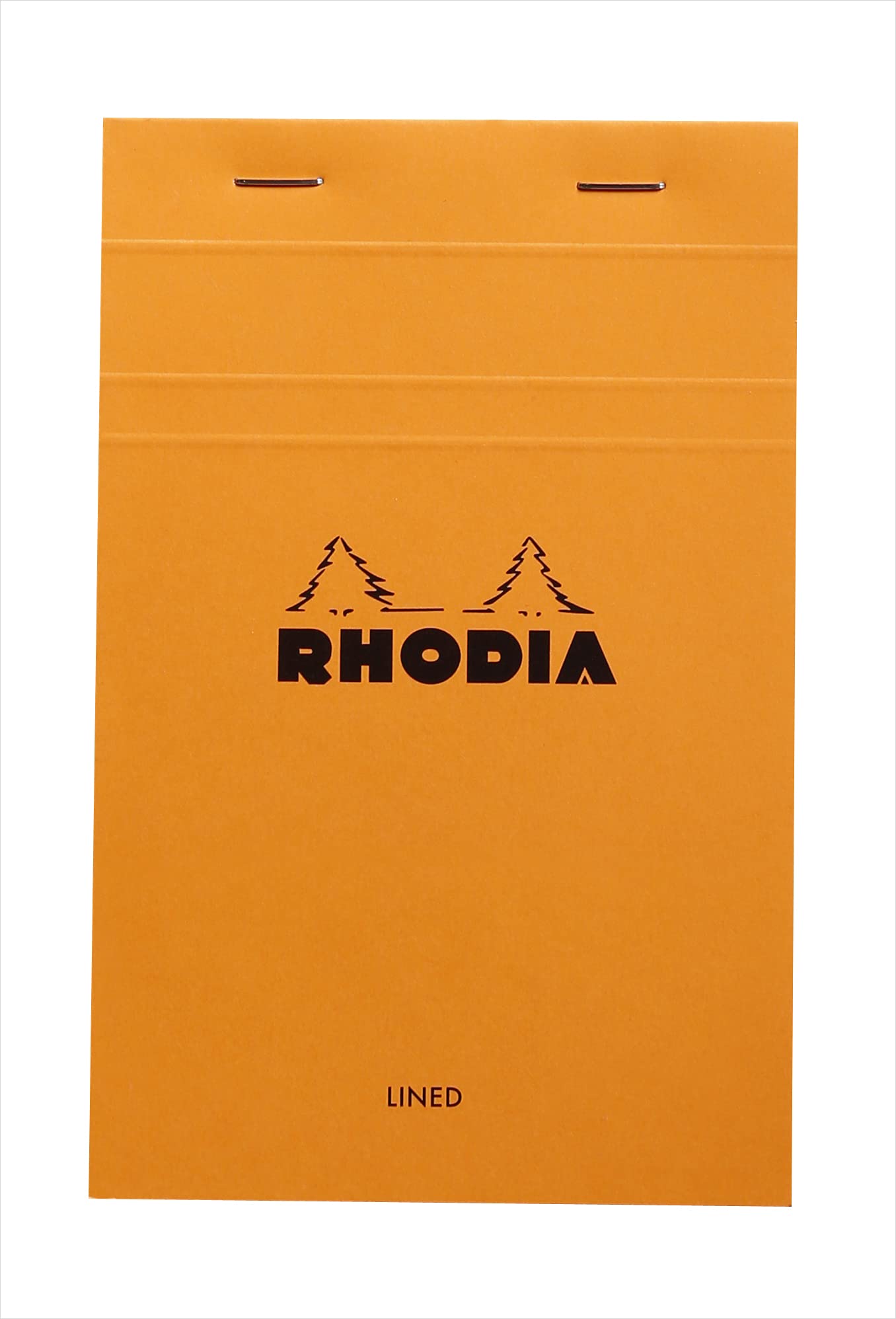 Bloc de notas Rhodia con grapas, con rayas, 80 hojas, 4 3/8 x 6 3/8, tapa naranja