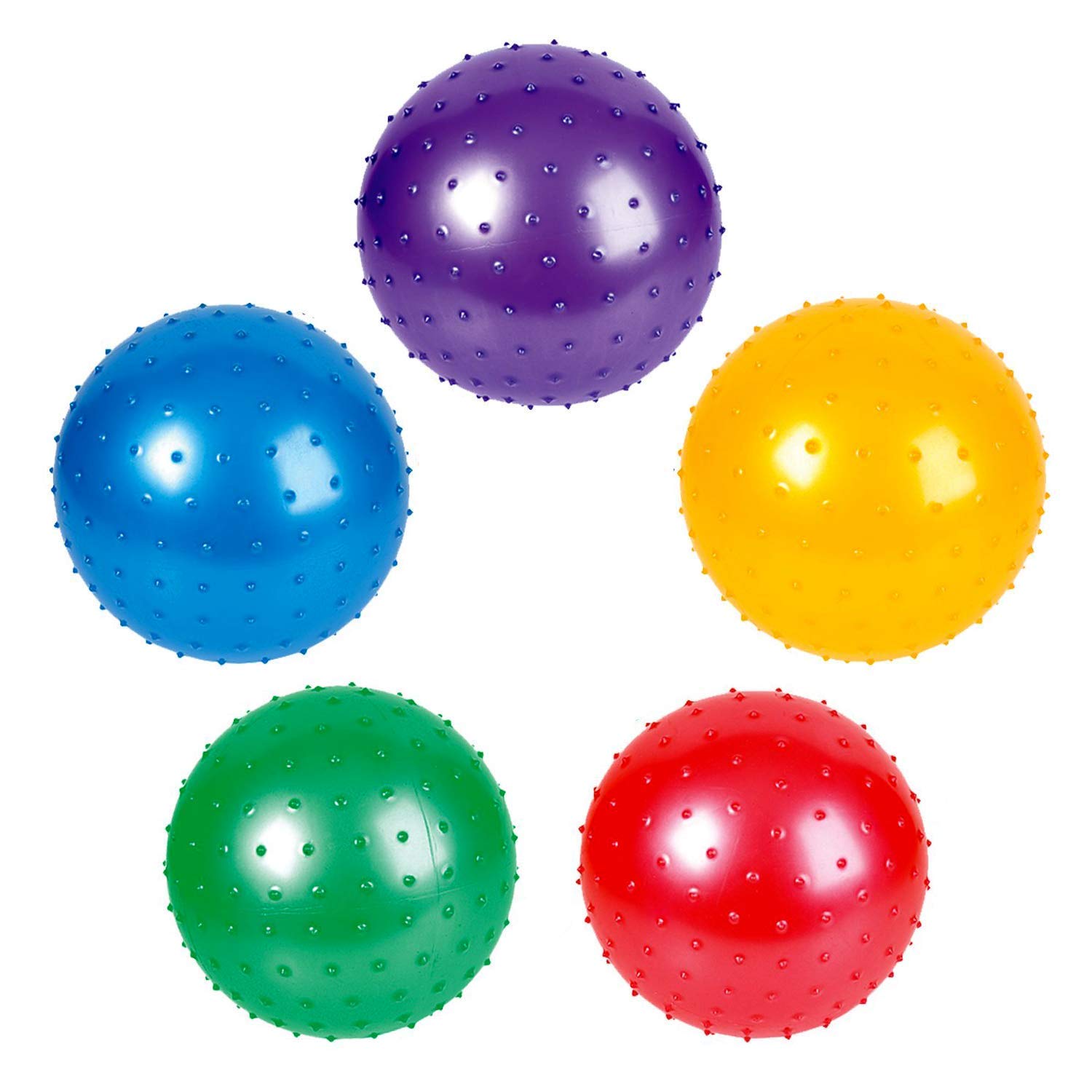 Rhode Island Novelty 7" Inflatable Knobby Balls, Assorted Colors, 5 Pack