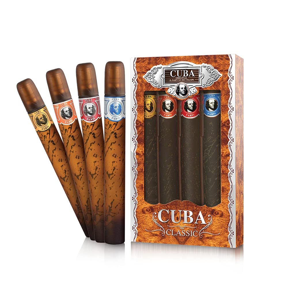 Cuba Original 4-Piece Set For Men, 4 X 1.17 Oz (Gold/Blue/Red/Orange)