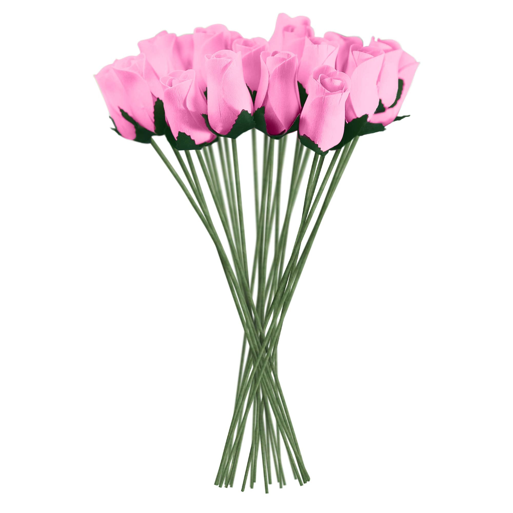 Rosas realistas de madera de color rosa, 32 unidades