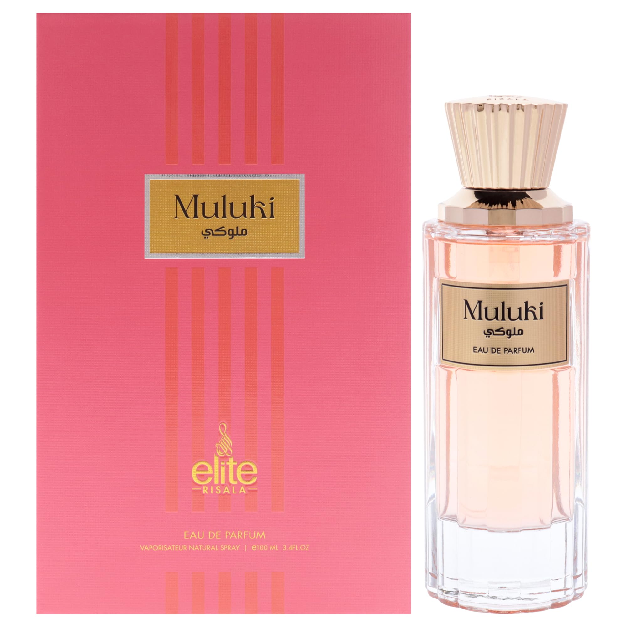 Risala Elite Muluki Eau de Parfum for Women, Oriental Floral Fragrance with White Blossoms Vanilla Amber and Musk, 3.4 oz Spray