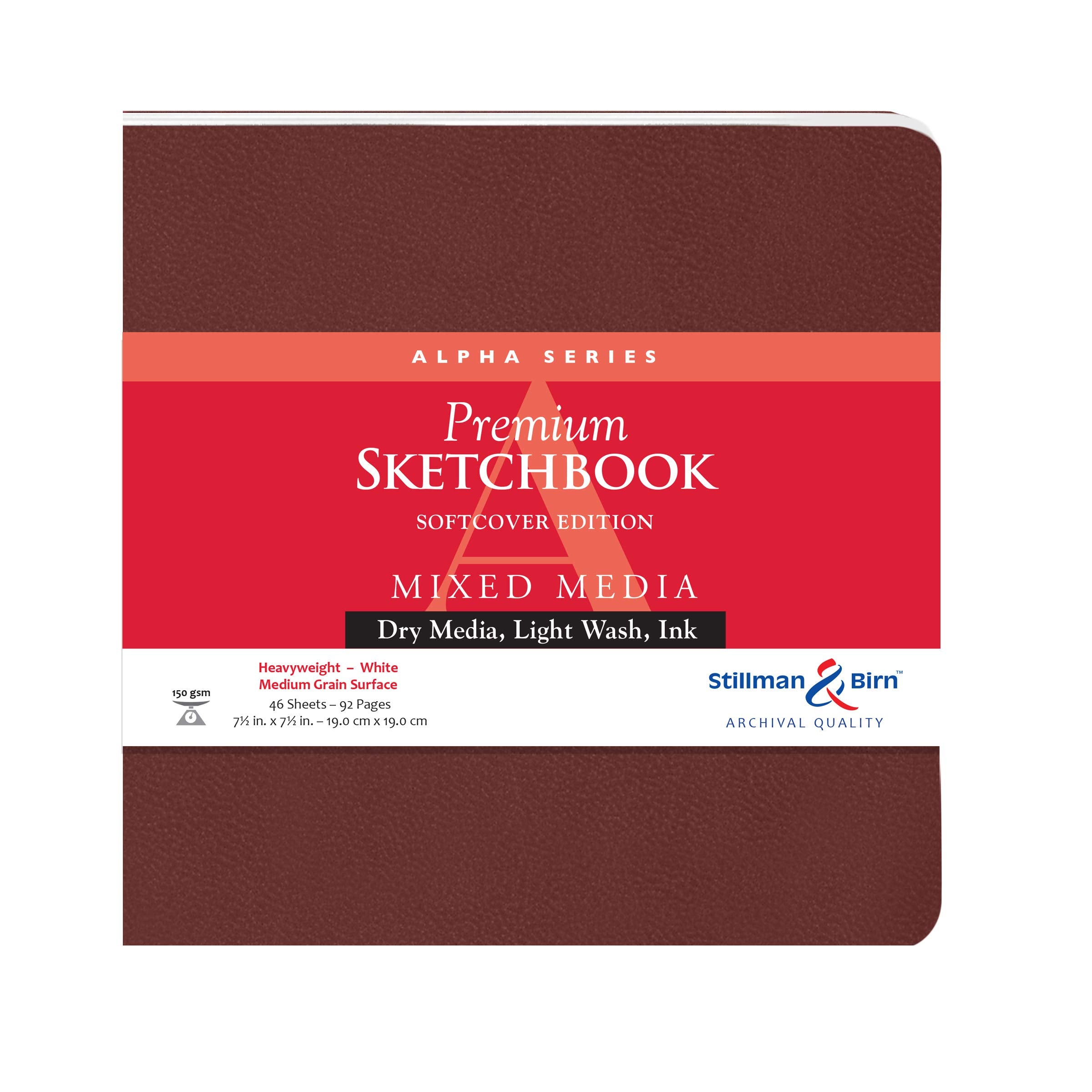 Cuaderno de bocetos de tapa blanda de la serie Alpha de Stillman & Birn, cuadrado, 7 x 7, papel blanco de 150 g/m²