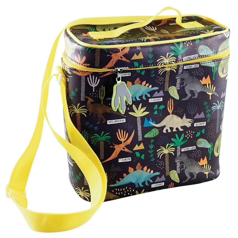 Bolsa de almuerzo con diseño de dinosaurio con correa desmontable y soporte para bebidas
