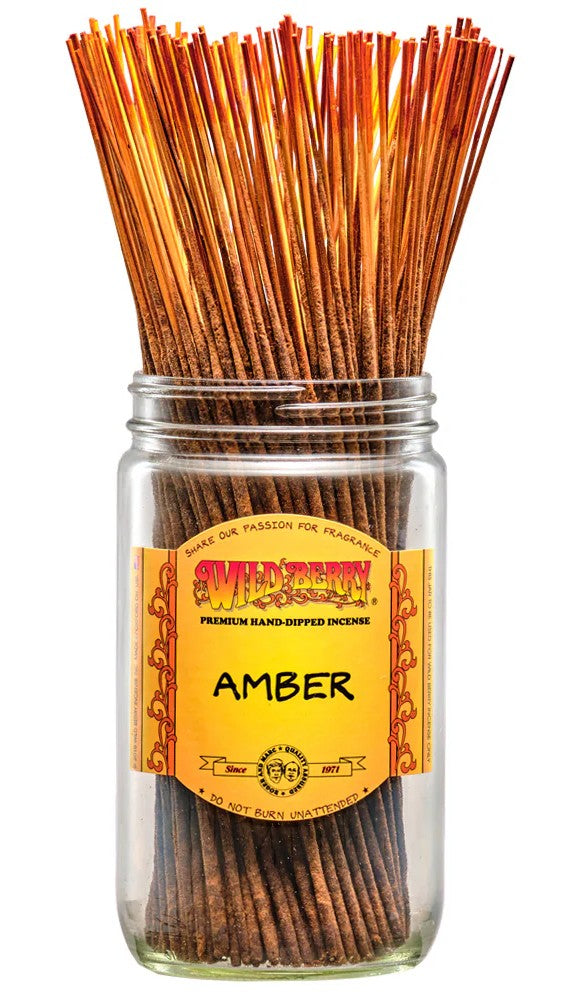 Wild Berry Amber Incense Sticks, 100 Count Hand-Dipped Aromatic Incense