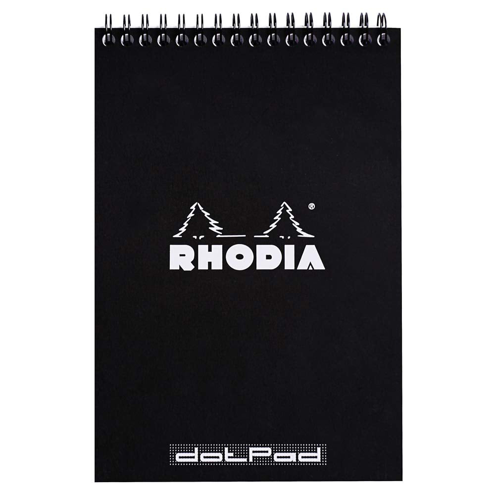 Rhodia Wirebound Notepad - Dot grid 80 sheets - 6 x 8 1/4 - Black cover