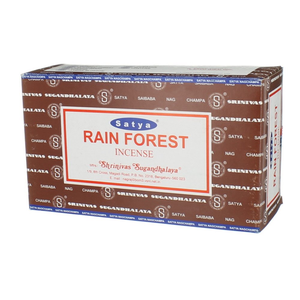 Bâtonnets d'encens Satya Nag Champa Rainforest 180 grammes (12 x 15 grammes) Boîte entière