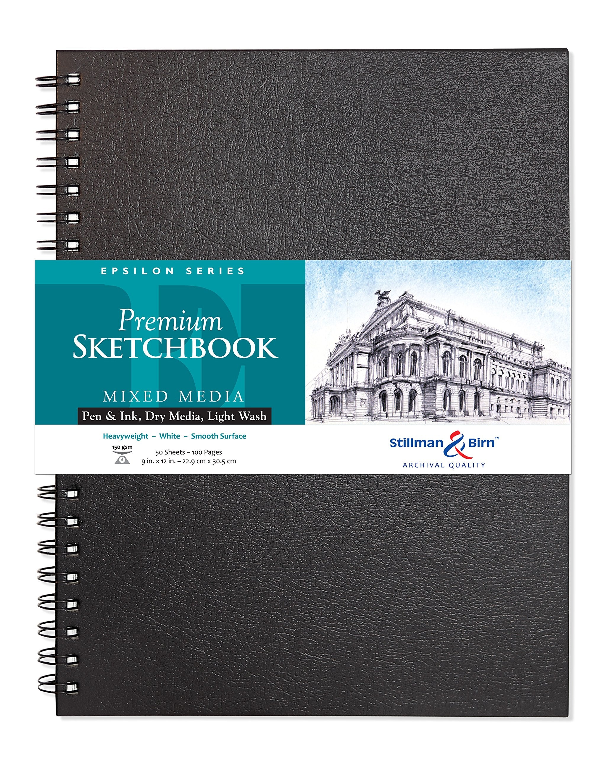 Serie Epsilon de Stillman & Birn: cuaderno de bocetos encuadernado con alambre, vertical, 9 x 12, papel blanco de 150 g/m²