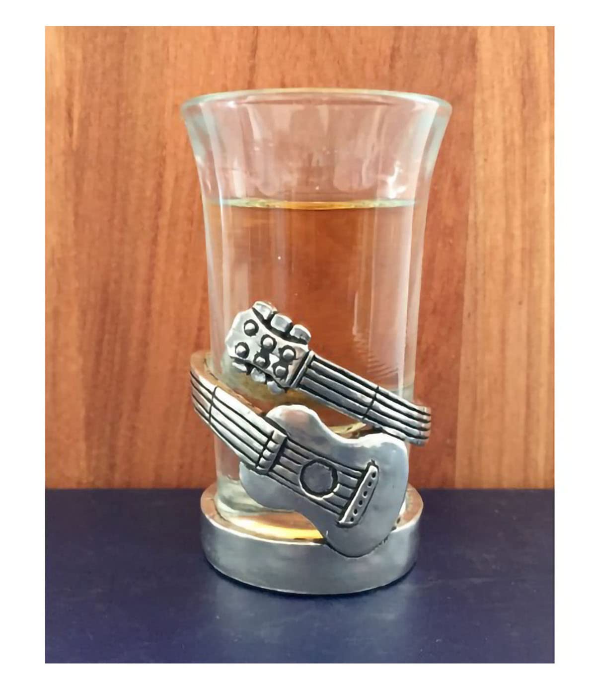 Vaso de chupito de peltre con diseño de guitarra Basic Spirit para amantes de la música, para rellenar medias navideñas, como recuerdo de fiesta o regalo