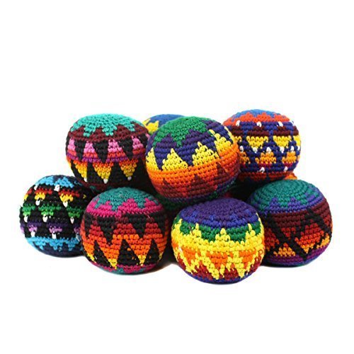 Footbag Hacky Kick Balls, Assorted Colors & Designs, 6 Pack