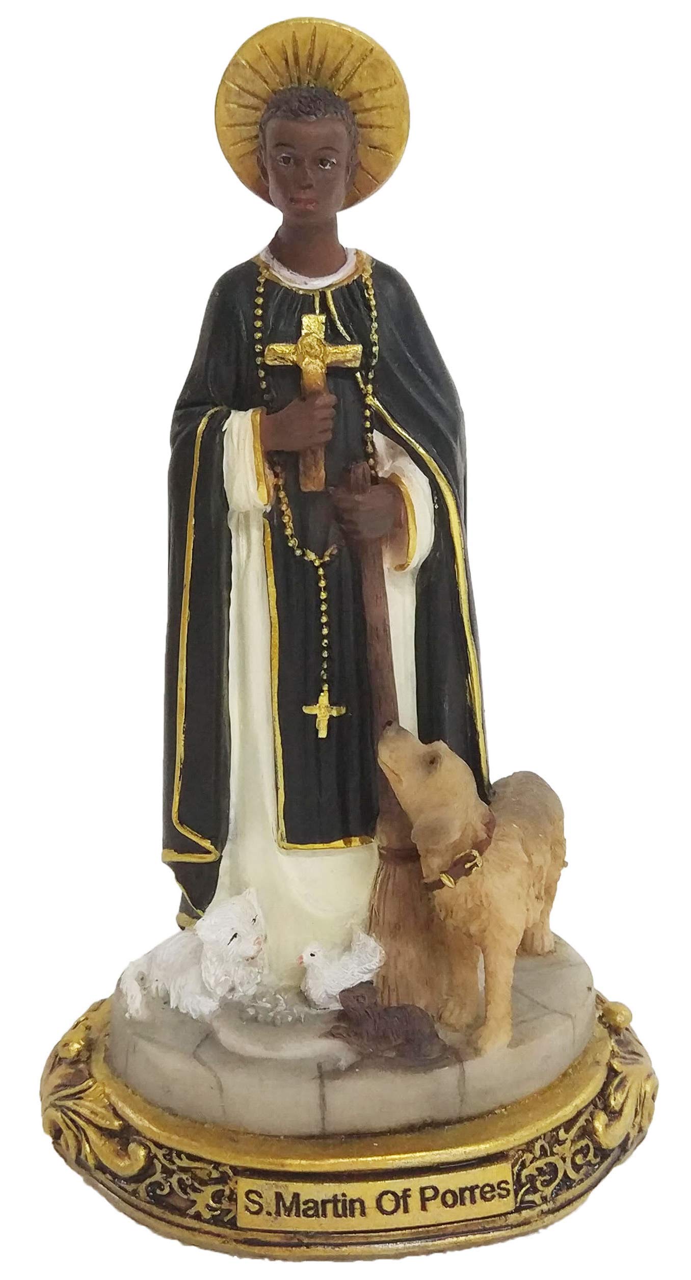 Estatua de San Martín de Porres de 5 pulgadas, estatuilla sagrada, decoración religiosa, estatua