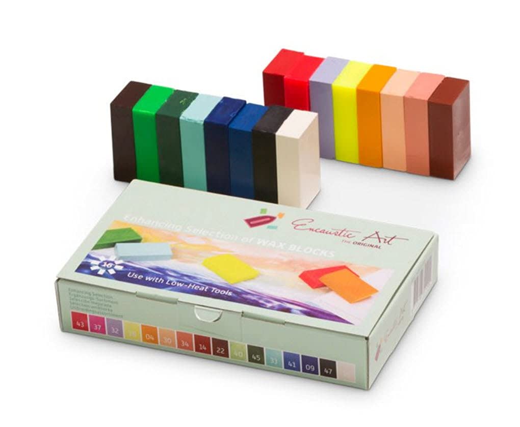 Bloques de cera para arte encáustico que realzan la selección en 16 colores surtidos