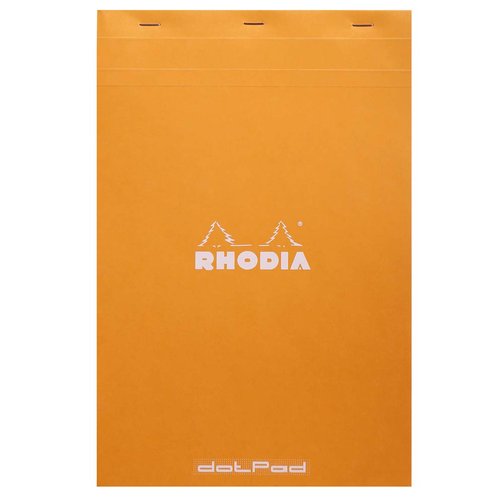 Rhodia Staplebound Notepad - Dot grid 80 sheets - 8 1/4 x 12 1/2 - Orange cover