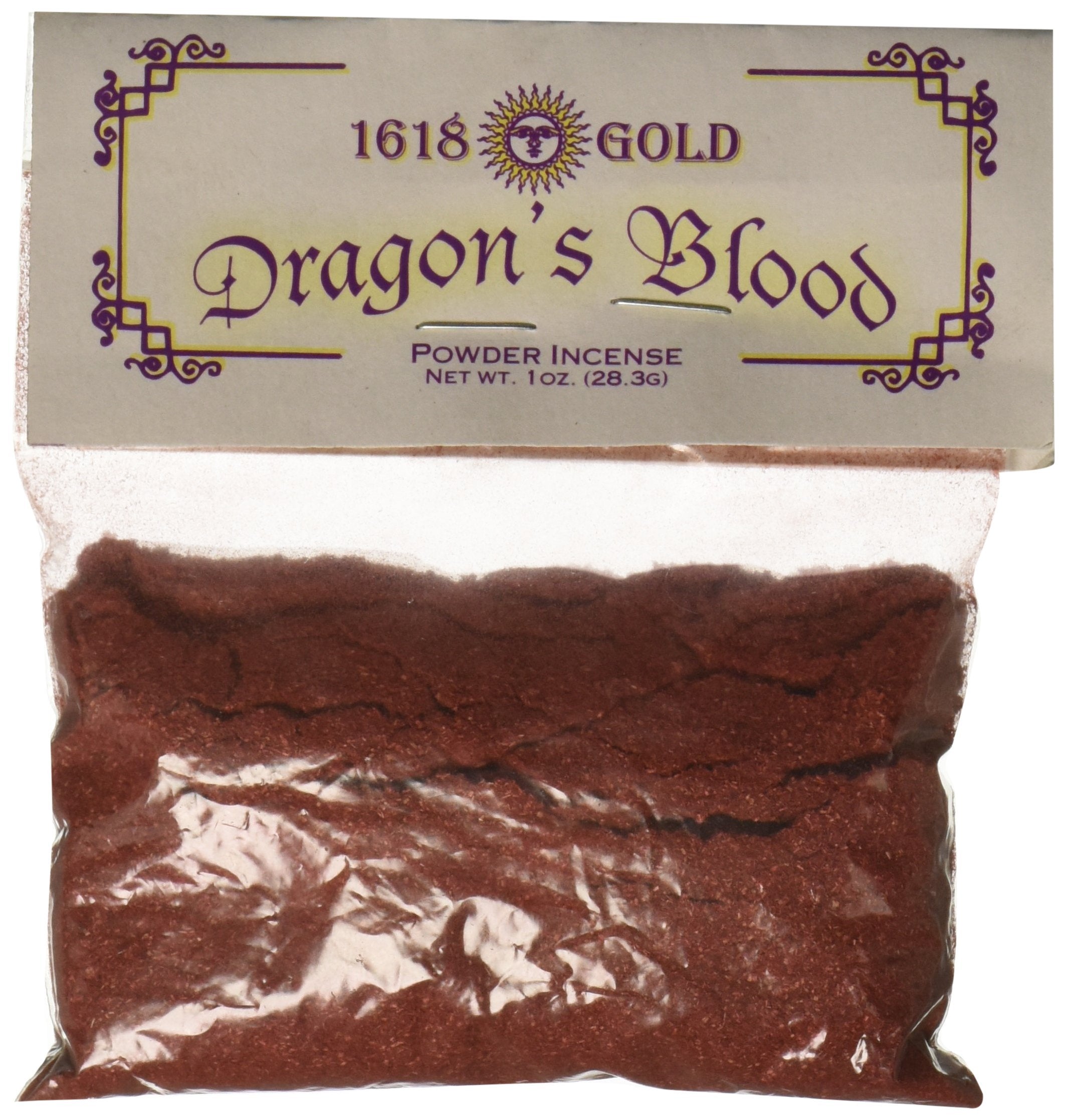 Incienso en polvo de sangre de dragón de 1 oz, oro 1618