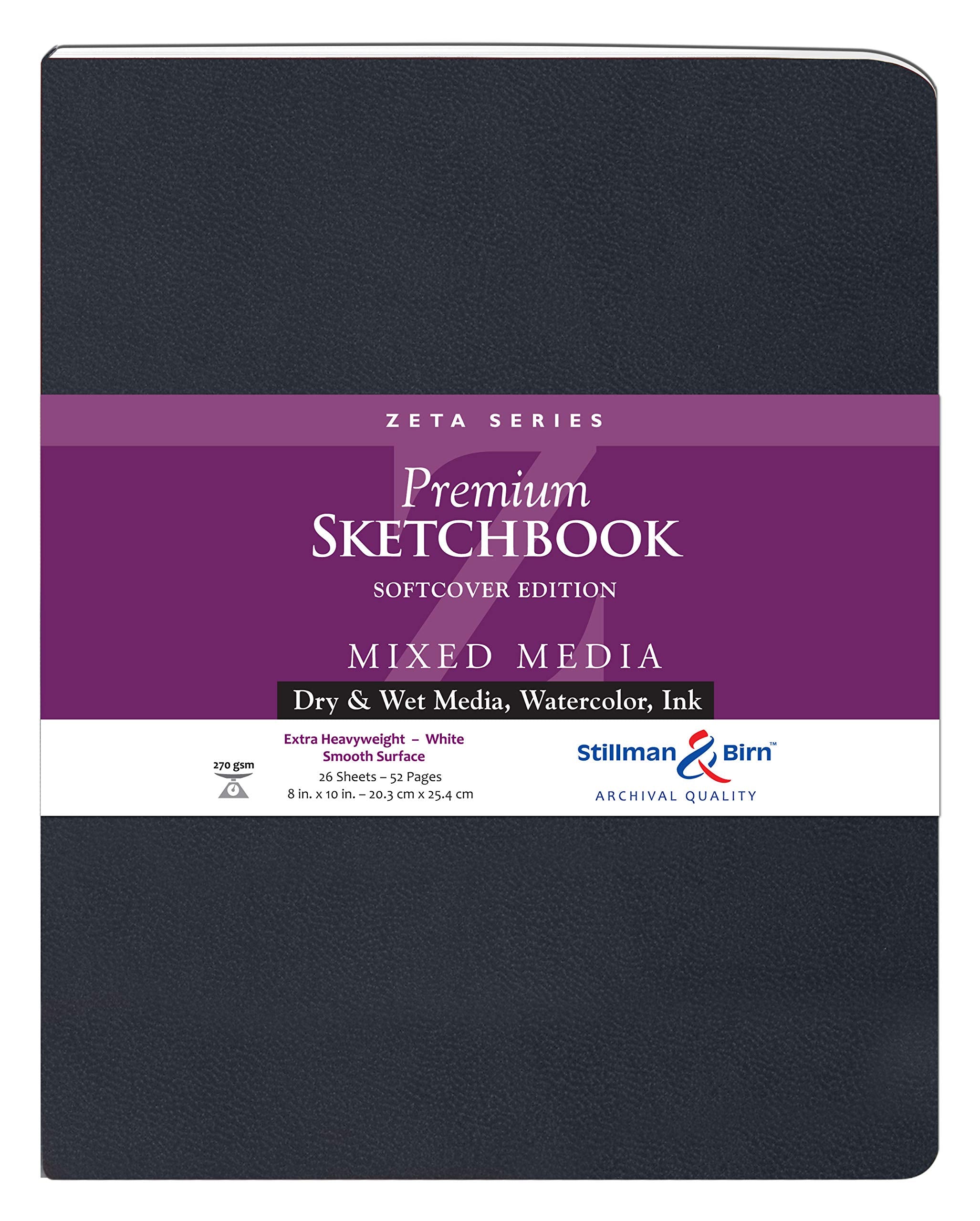 Cuaderno de bocetos de tapa blanda Stillman & Birn Zeta Series, formato vertical, 8 x 10, papel blanco de 270 g/m²