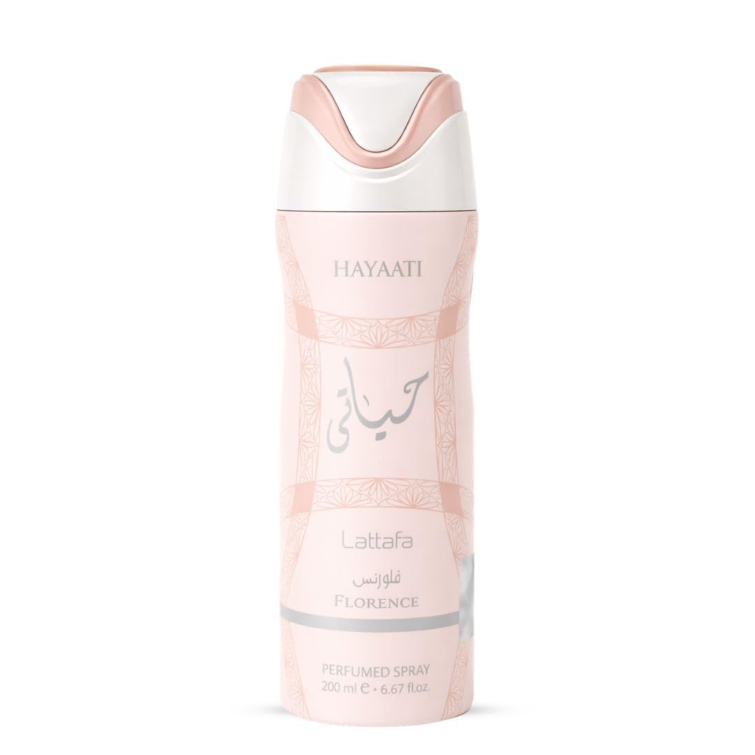 Lattafa Hayaati Florence Deodorant Spray for Women, 6.8 Oz (200 ml)