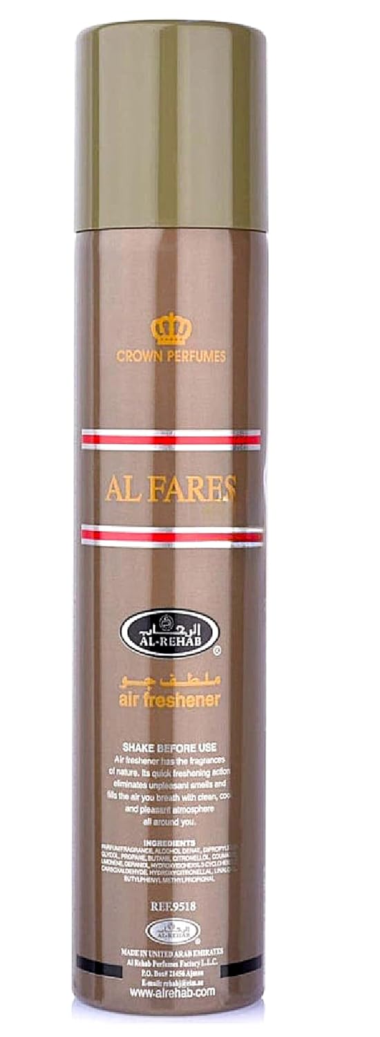 Al Rehab Al Fares Air Freshener Spray, Woody Aromatic Fragrance, 10.15 Oz