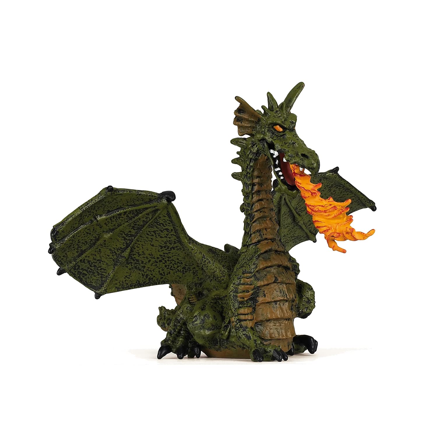 Papo Green Winged Dragon With Flame Hand Painted Figurine - Heirloom Quality Collectible No. 39025