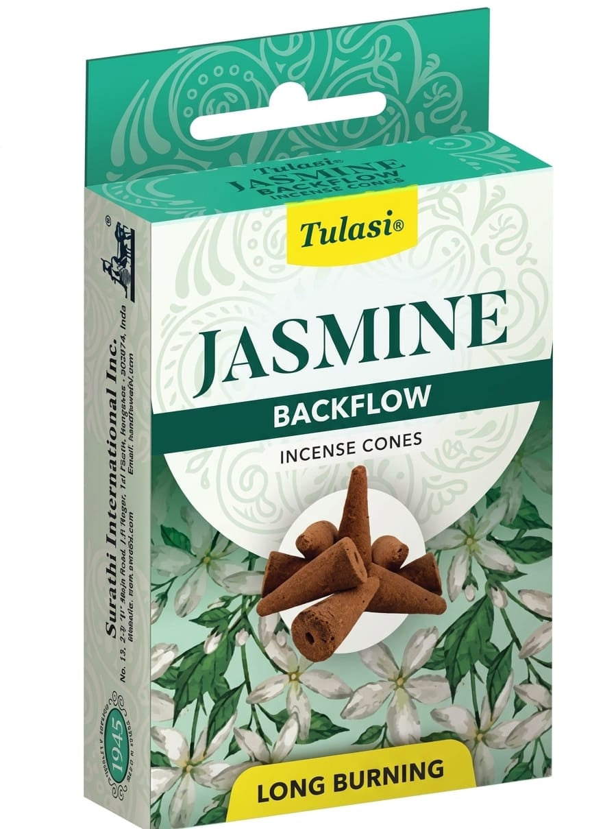 Tulasi Backflow Incense Cones, Jasmine - 10 Count Pack