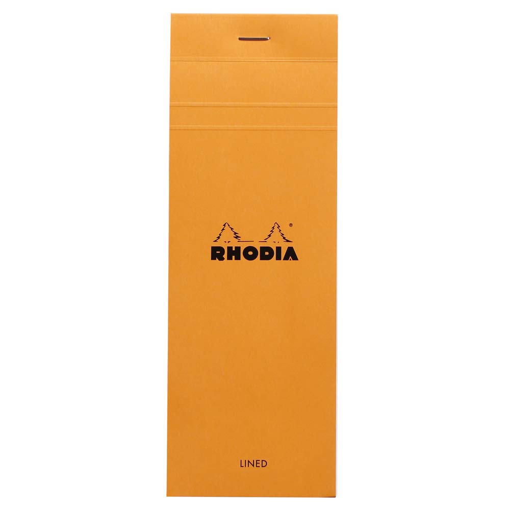 Bloc de notas Rhodia con grapas, con líneas, 80 hojas, 3 x 8 1/4, tapa naranja