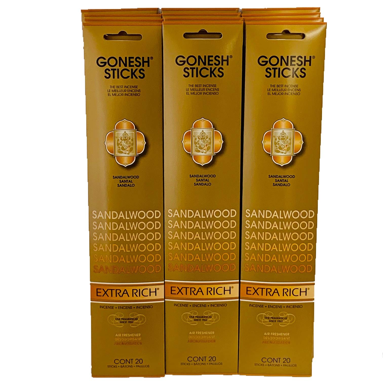 Bâtonnets d'encens Gonesh Collection Extra Riche - Bois de Santal (240 Bâtonnets)