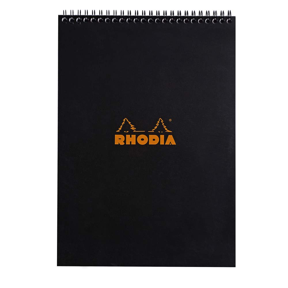 Bloc de notas de espiral Rhodia, con líneas, 80 hojas, 8 1/4 x 11 3/4, tapa negra