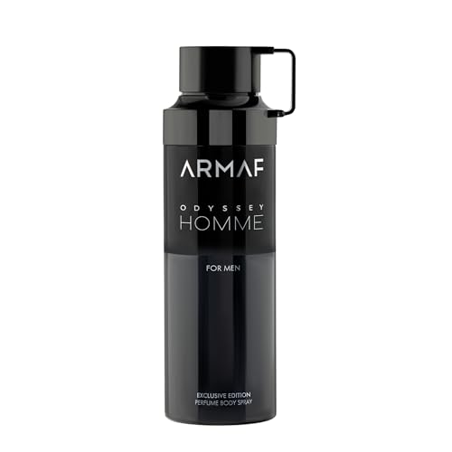 Armaf Odyssey Homme Black Deodorant Body Spray for Men, 6.8 Oz (200ml)