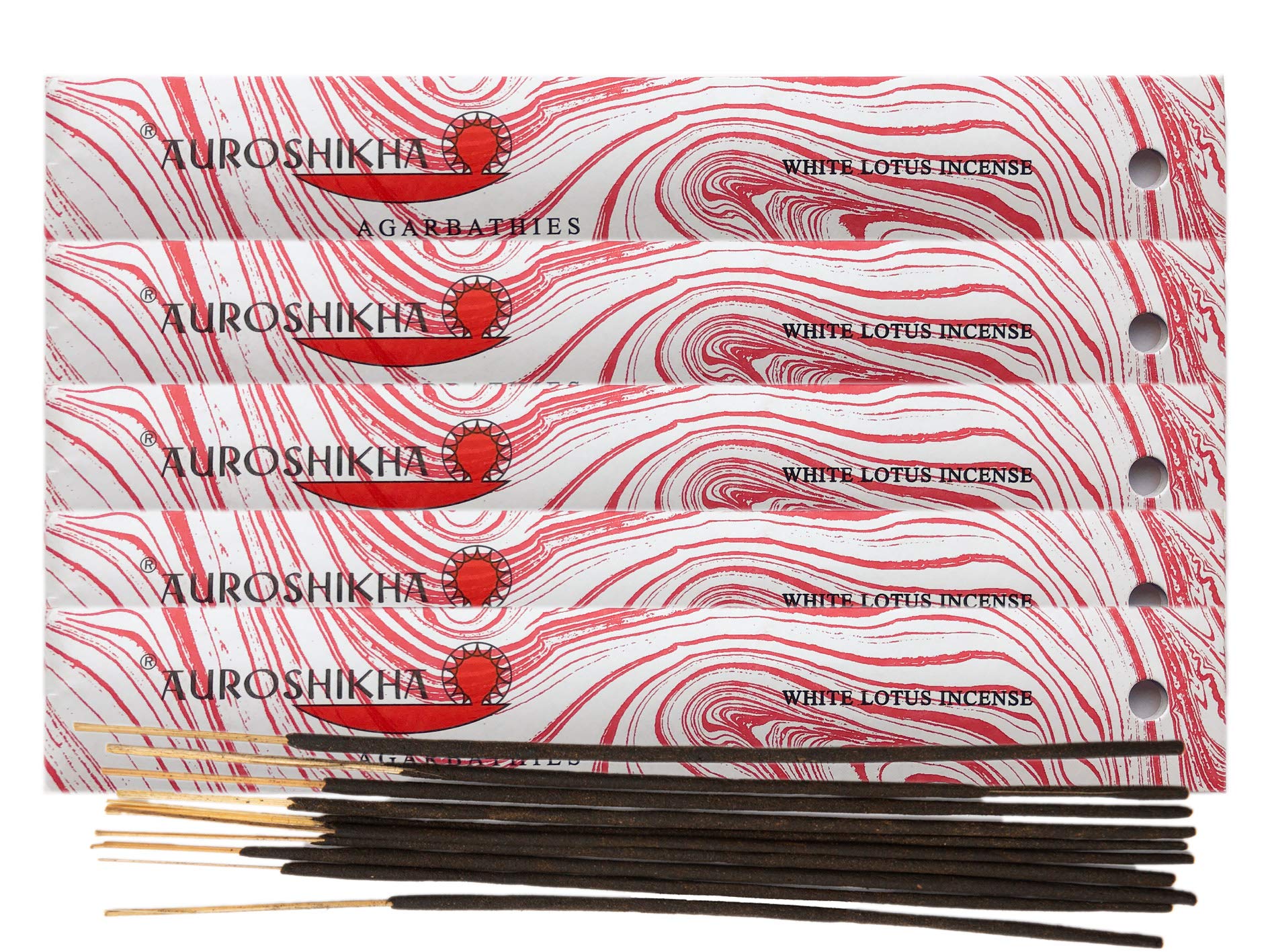 (Paquete de 5) Incienso de loto blanco Auroshikha, 10 varillas