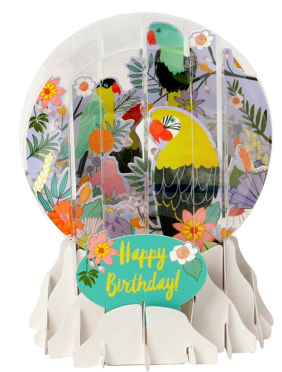 3D Pop Up Snow Globe Greeting Card - PARROTS - #UP-WP-EG-061