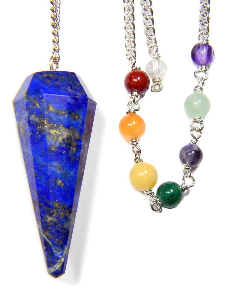Pendule Starlinks Lapis Lazuli 12 chakras du visage avec sac en satin et livret d'instructions