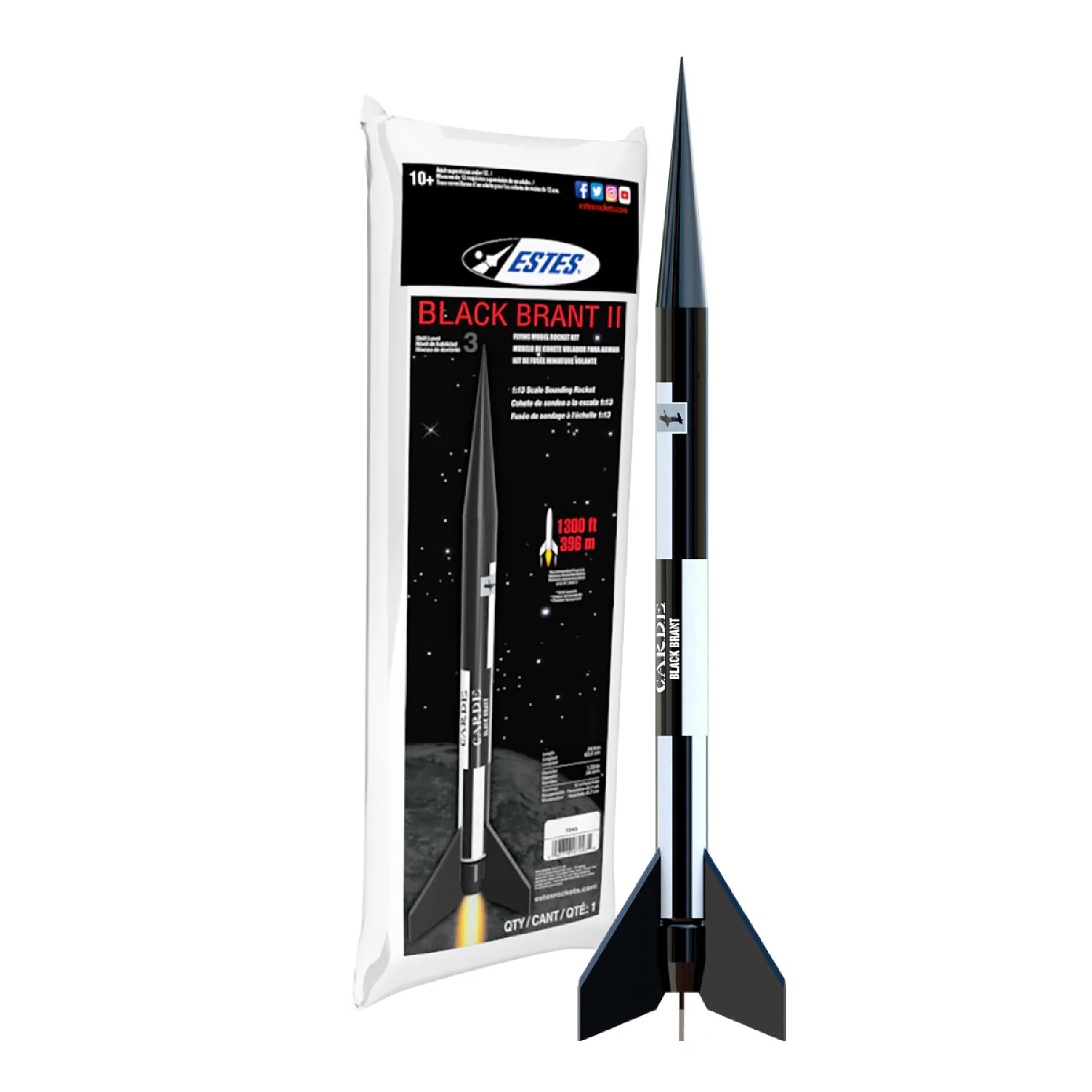 Estes 7243 Black Brant II Rocket-Building Kit Advanced Dual-Body Flying-Rocket