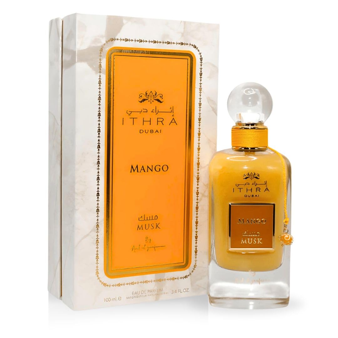 Ard Al Zaafaran Ithra Dubai Mango Musk Eau de Parfum Spray for Unisex, 3.4 Fl Oz (100 ml)
