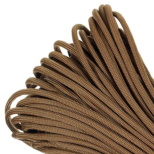 Paracord Planet - Genuine Type III 550 Paracord Nylon Colors Multiple Sizes 550 LB Tensile Strength (Coyote Brown, 100 feet)