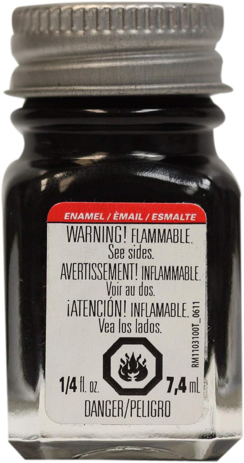 Pintura de esmalte Testors, negro brillante, botella de 1/4 oz