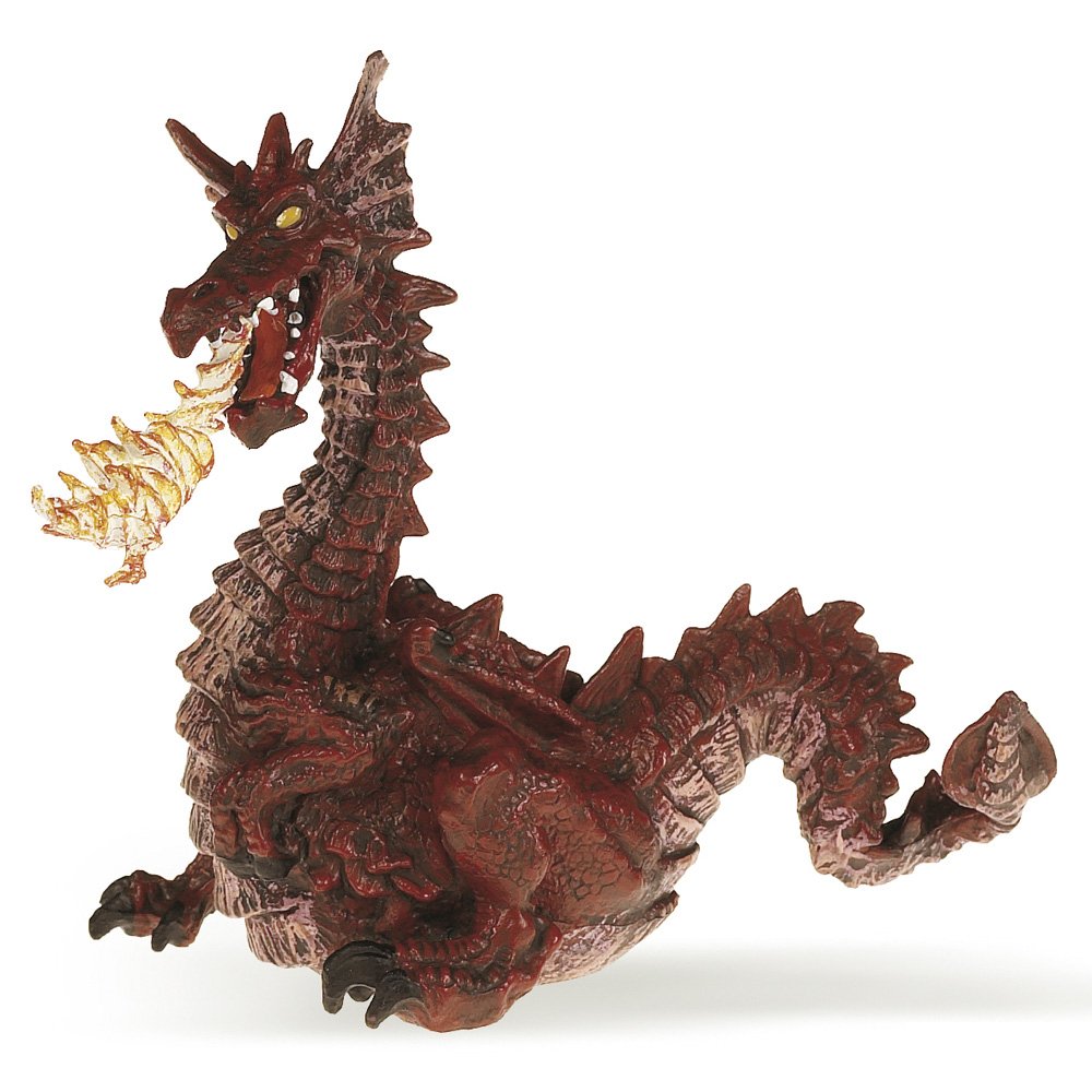 Figura de Papo "Dragón Rojo con Llamas", Rojo