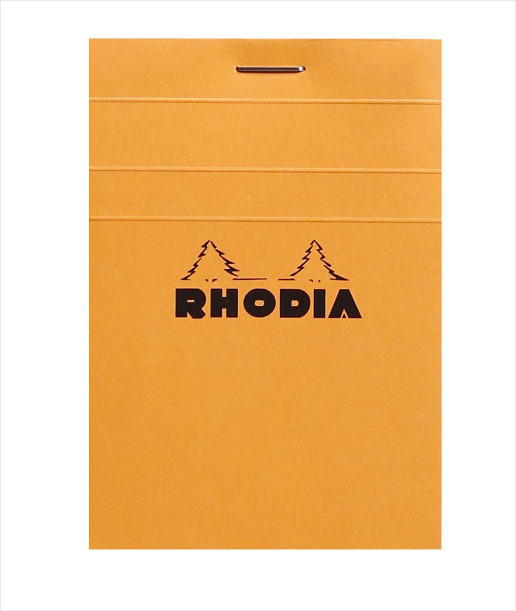Bloc de notas Rhodia con grapas, cuadrícula, 80 hojas, 3 x 4, tapa naranja