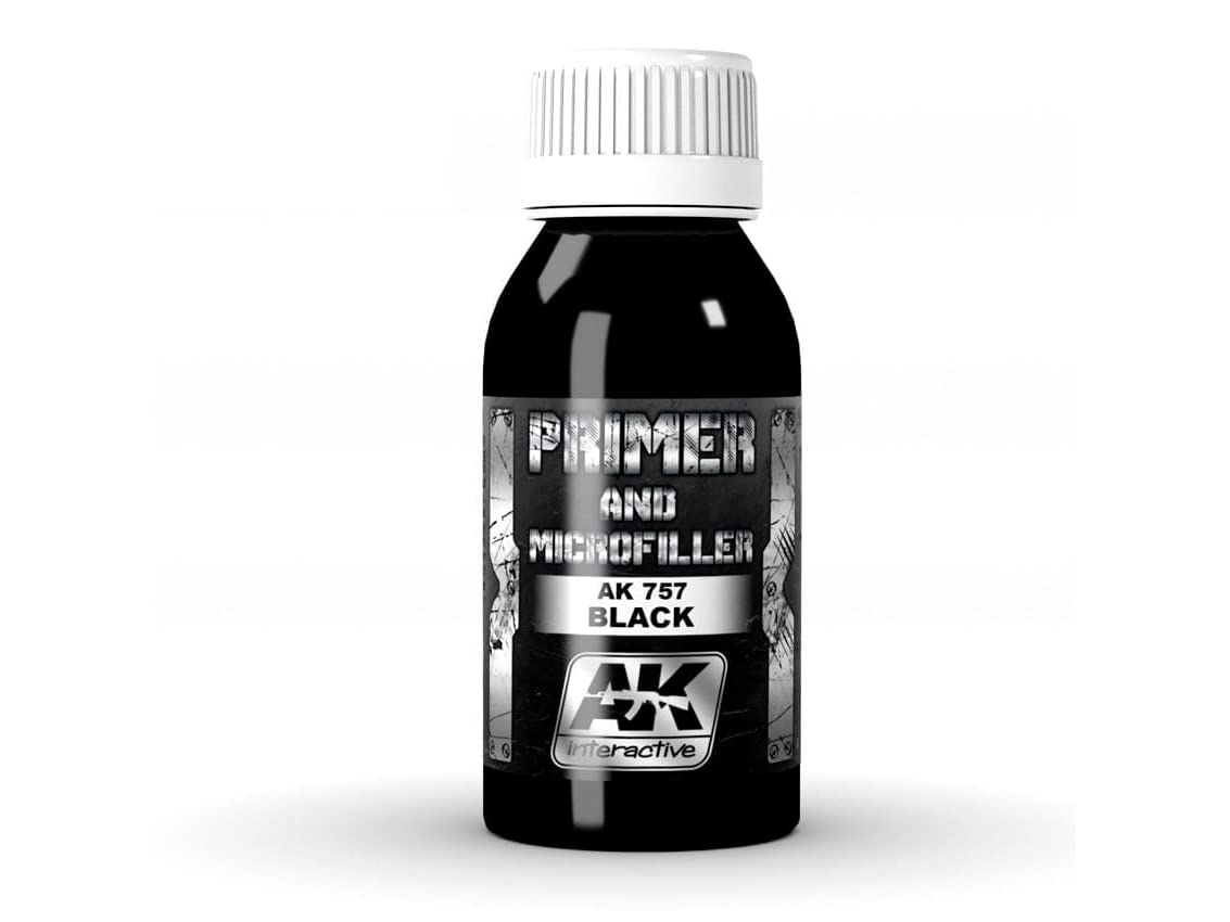 Imprimación y microrellenador negro interactivo AK, botella de 100 ml