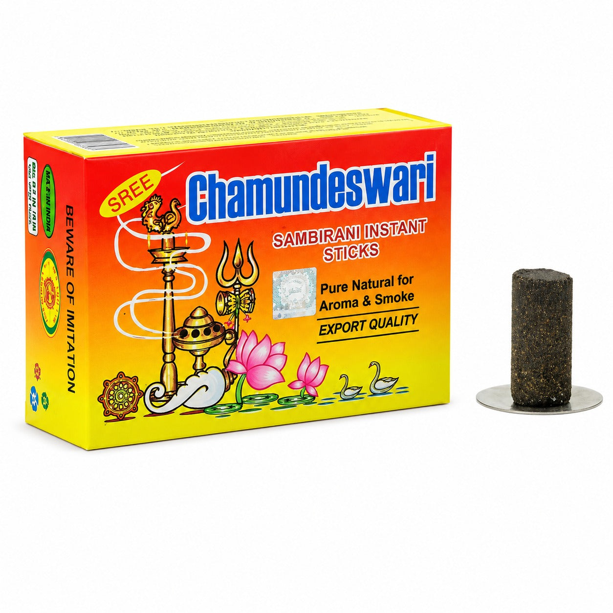 Sree Chamundeswari Sambirani Instant Dhoop Logs Incense from India - Box of 24 Logs