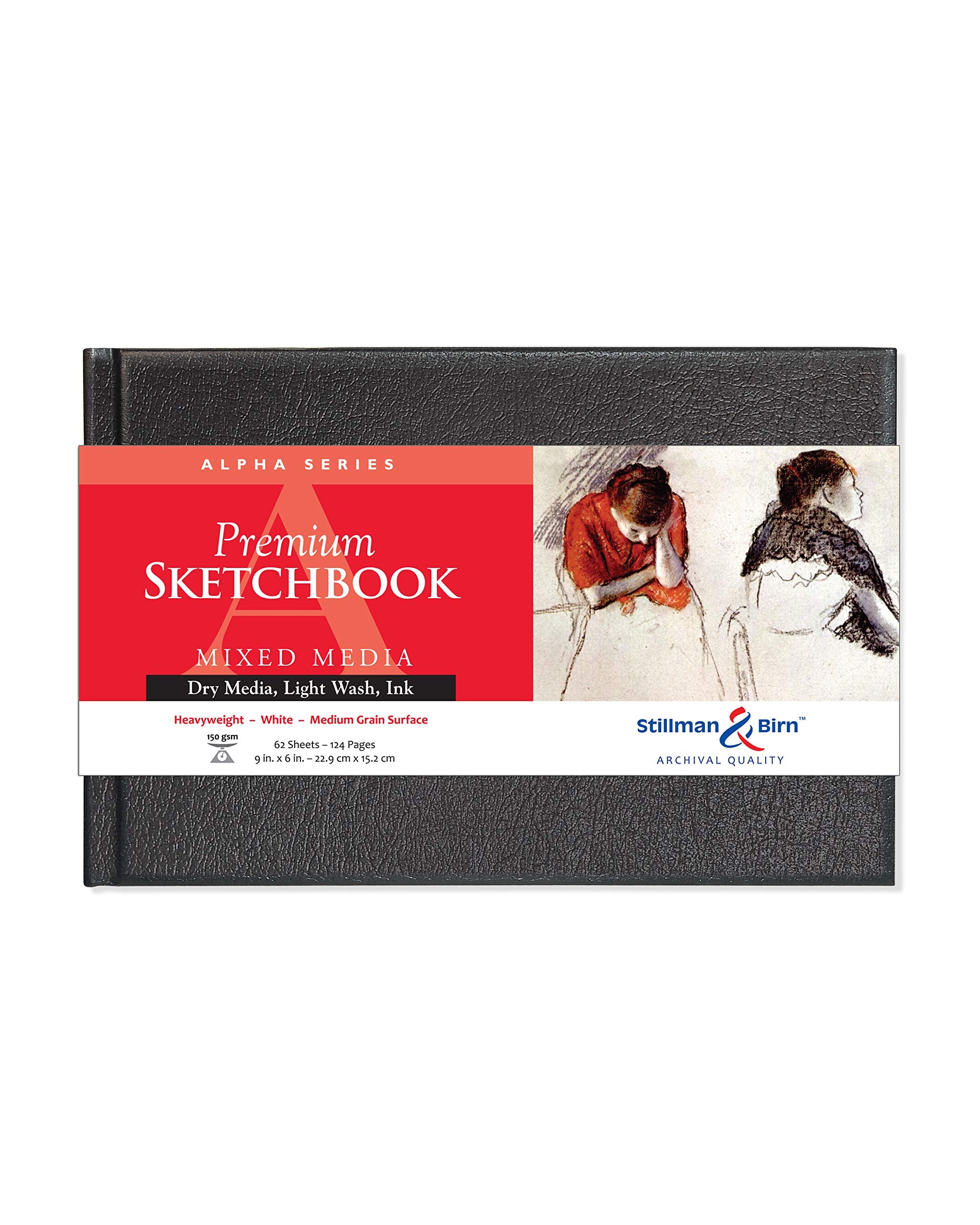 Serie Alpha de Stillman & Birn: cuaderno de bocetos de tapa dura, formato horizontal, 9 x 6, papel blanco de 150 g/m²